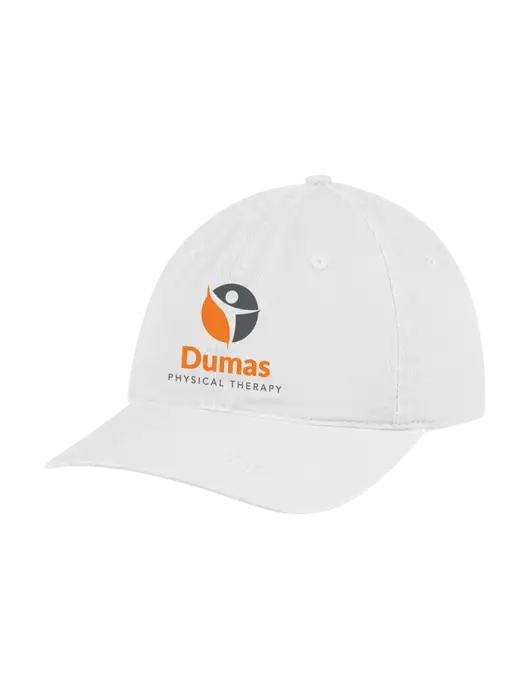 Garment Washed Unstructured Twill White Cap w/Dumas Logo