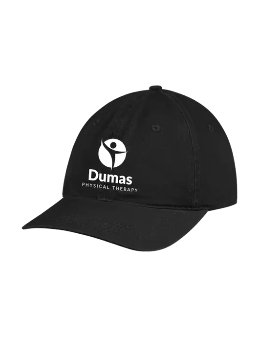 Garment Washed Unstructured Twill Black Cap w/Dumas Logo