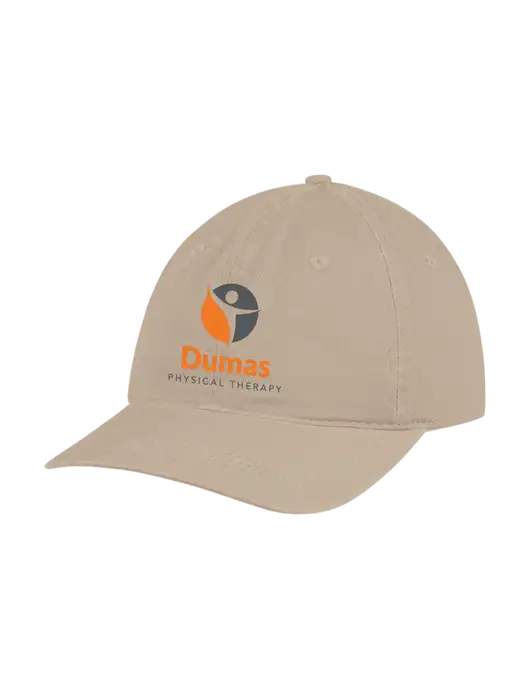 Garment Washed Unstructured Twill Tan Cap w/Dumas Logo