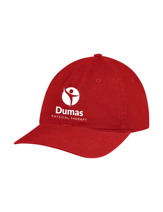 Garment Washed Unstructured Twill Red Cap w/Dumas Logo