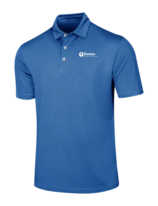 Callaway Royal Blue Fine Line Stripe Polo w/Dumas Logo