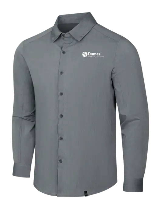 OGIO Medium Grey Heather Commuter Woven Shirt w/Dumas Logo