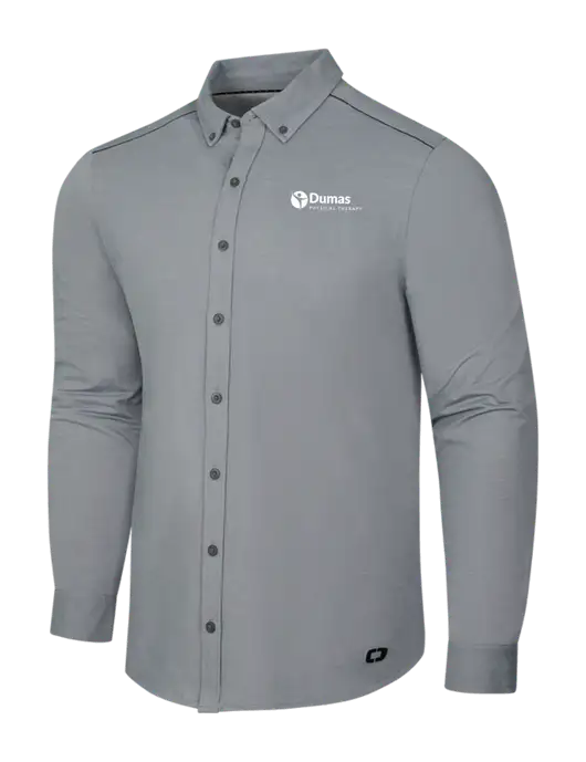 OGIO Medium Grey Heather Modern Code Stretch Button-Up Shirt w/Dumas Logo
