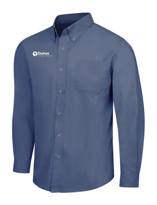 Light Navy Crosshatch Easy Care Shirt w/Dumas Logo