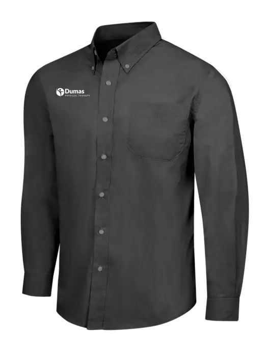 Soft Black Crosshatch Easy Care Shirt w/Dumas Logo