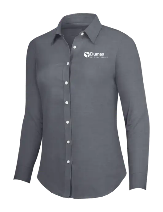 Dark Grey Womens SuperPro Oxford Shirt w/Dumas Logo