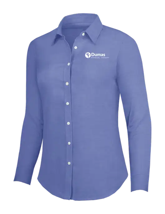 Navy Womens SuperPro Oxford Shirt w/Dumas Logo