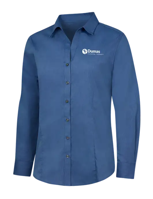 Light Navy Womens Crosshatch Easy Care Shirt w/Dumas Logo