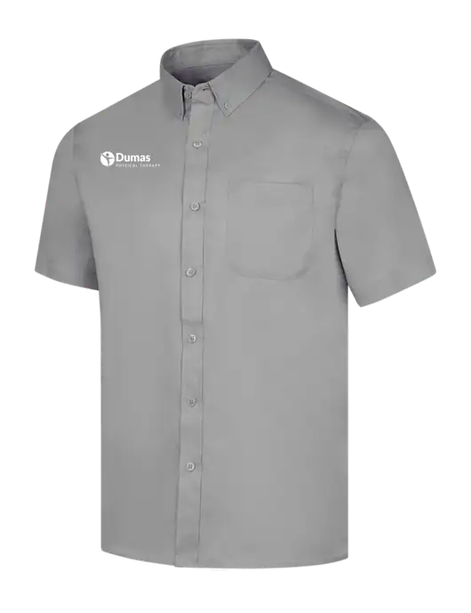 Short Sleeve Light Grey Superpro React Twill Shirt w/Dumas Logo