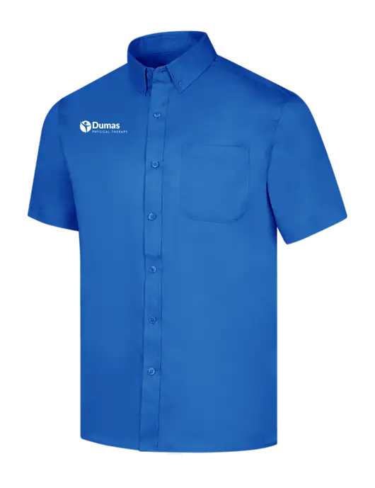 Short Sleeve Royal Blue Superpro React Twill Shirt w/Dumas Logo