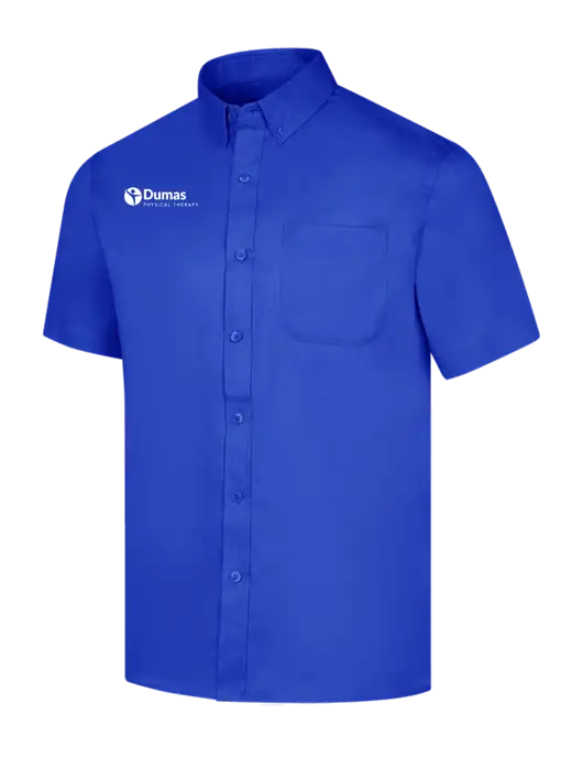 Short Sleeve Dark Royal Superpro React Twill Shirt w/Dumas Logo