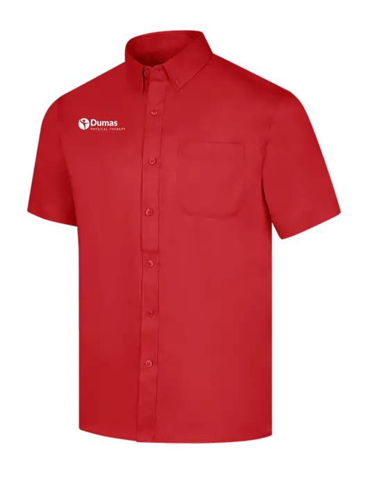 Short Sleeve Red Superpro React Twill Shirt w/Dumas Logo