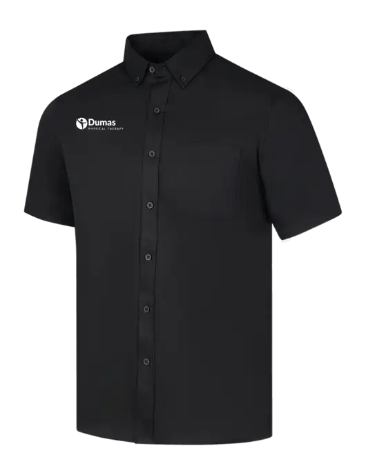 Short Sleeve Deep Black Superpro React Twill Shirt w/Dumas Logo