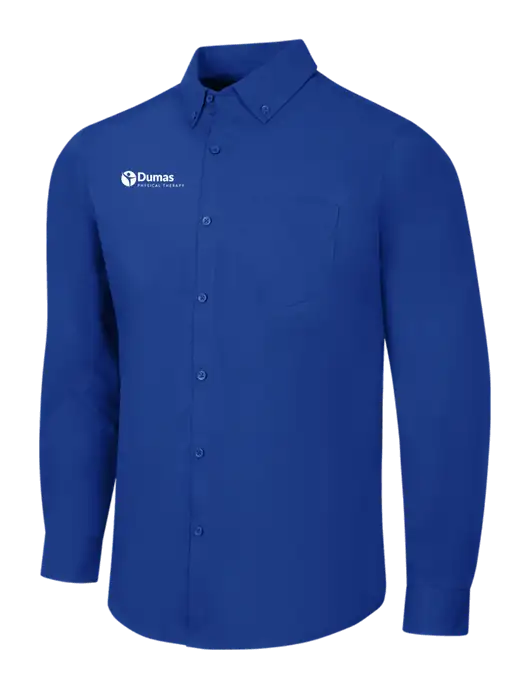 Dark Royal Long Sleeve Carefree Poplin Shirt w/Dumas Logo