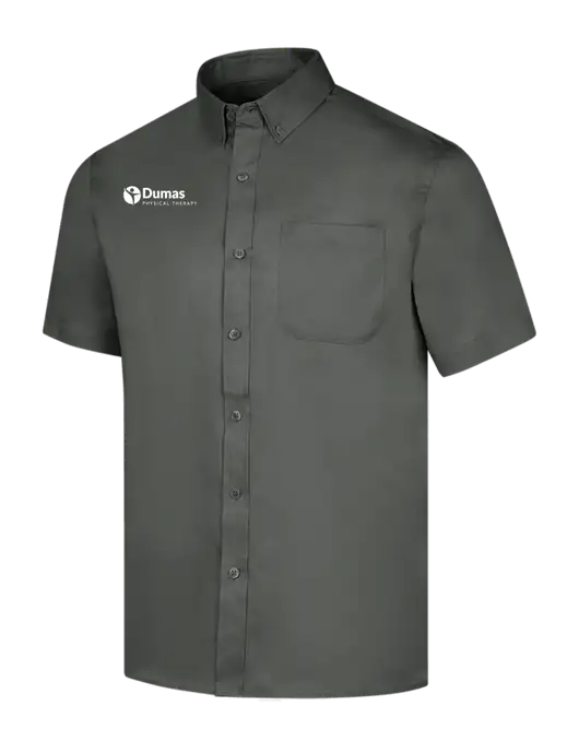 Short Sleeve Dark Grey Superpro React Twill Shirt w/Dumas Logo