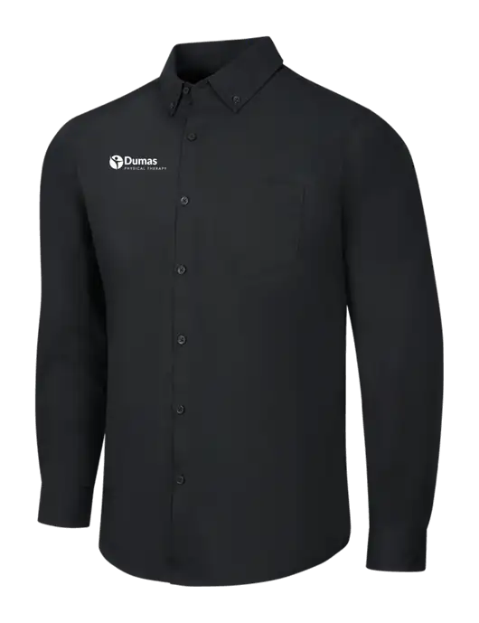 Black Long Sleeve Carefree Poplin Shirt w/Dumas Logo