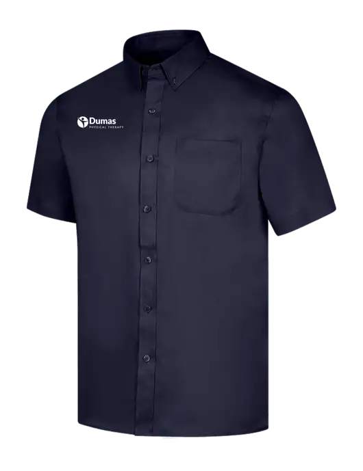 Short Sleeve Navy Superpro React Twill Shirt w/Dumas Logo