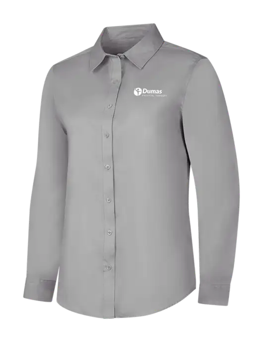 Light Grey Womens Long Sleeve Superpro React Twill Shirt w/Dumas Logo
