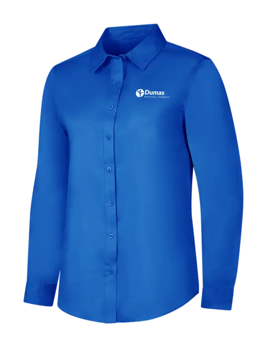 Womens Long Sleeve Royal Blue Superpro React Twill Shirt w/Dumas Logo