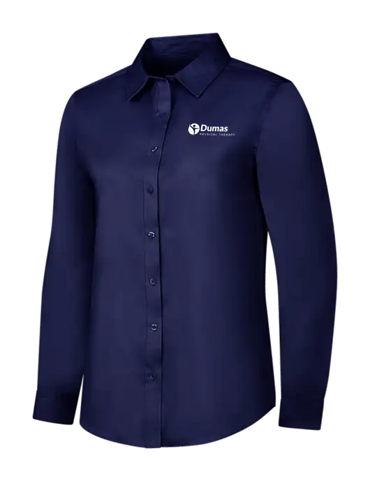 Navy Womens Long Sleeve Superpro React Twill Shirt w/Dumas Logo