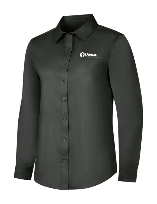 Dark Grey Womens Long Sleeve Superpro React Twill Shirt w/Dumas Logo
