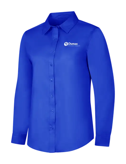 Womens Long Sleeve Dark Royal Superpro React Twill Shirt w/Dumas Logo