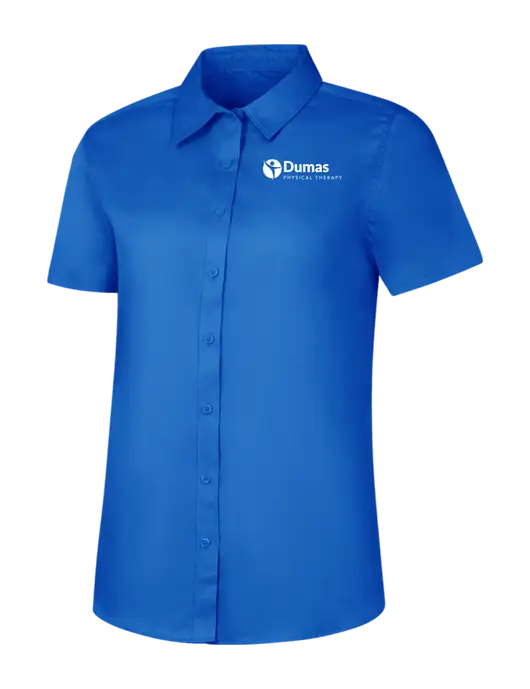 Womens Short Sleeve Royal Blue Superpro React Twill Shirt w/Dumas Logo
