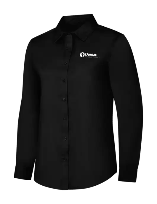 Womens Black Long Sleeve Superpro React Twill Shirt w/Dumas Logo
