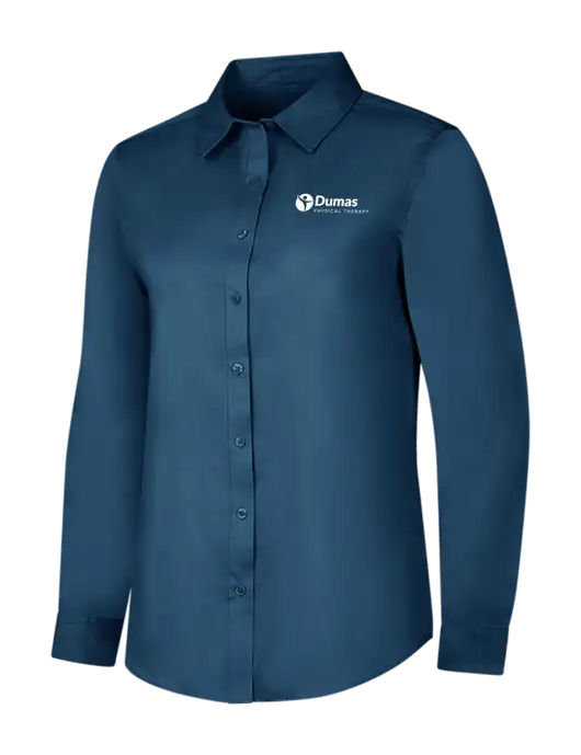 Light Navy Womens Long Sleeve Superpro React Twill Shirt w/Dumas Logo
