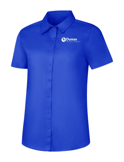 Womens Short Sleeve Dark Royal Superpro React Twill Shirt w/Dumas Logo