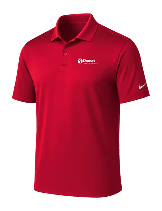NIKE Red Victory Solid Polo w/Dumas Logo