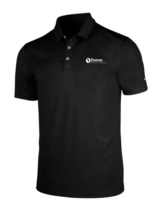 NIKE Black Dri-Fit Embossed Tri-Blade Polo w/Dumas Logo