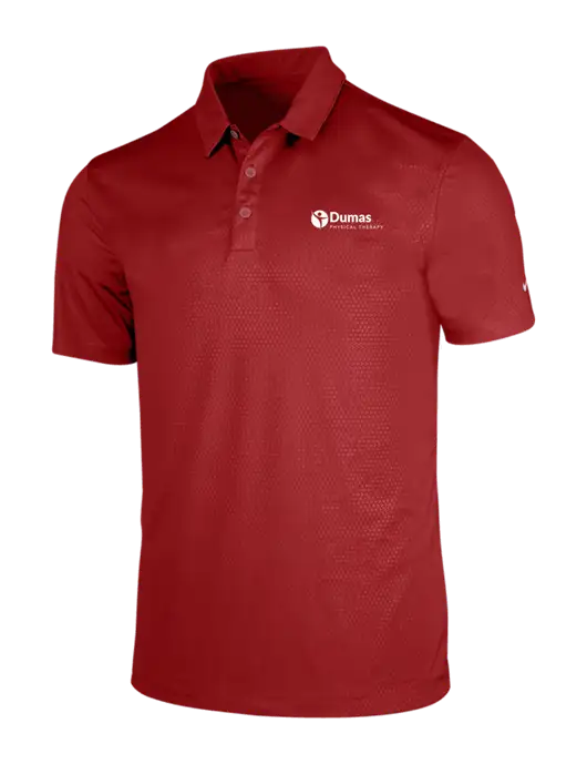 NIKE Red Dri-Fit Embossed Tri-Blade Polo w/Dumas Logo