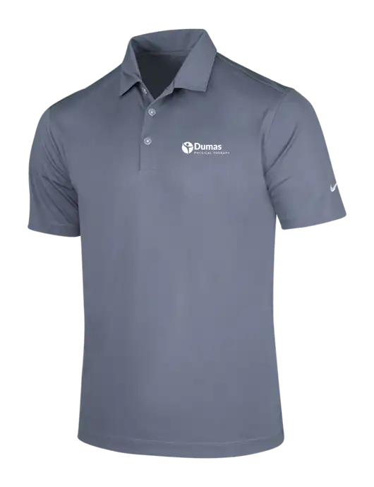 NIKE Medium Grey Dri-Fit Vertical Mesh Polo w/Dumas Logo