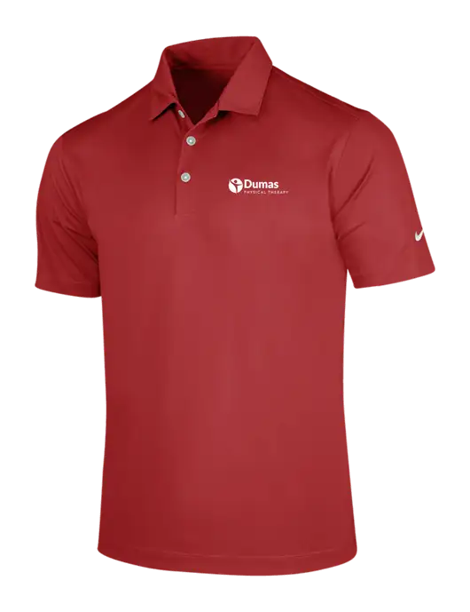 NIKE Red Dri-Fit Vertical Mesh Polo w/Dumas Logo