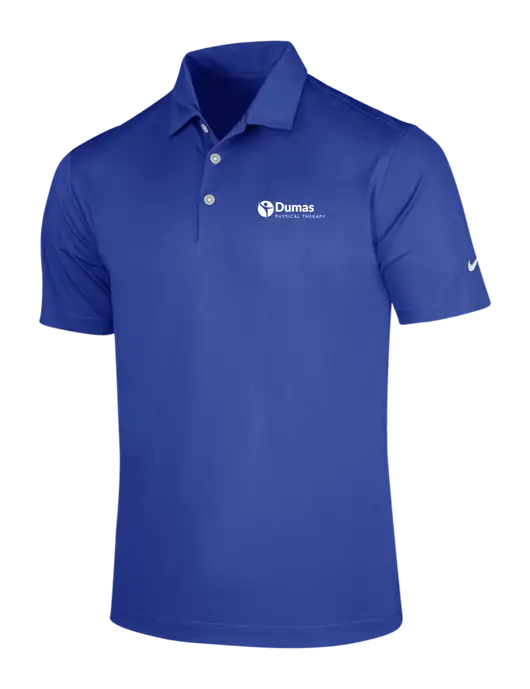NIKE Dark Royal Dri-Fit Vertical Mesh Polo w/Dumas Logo