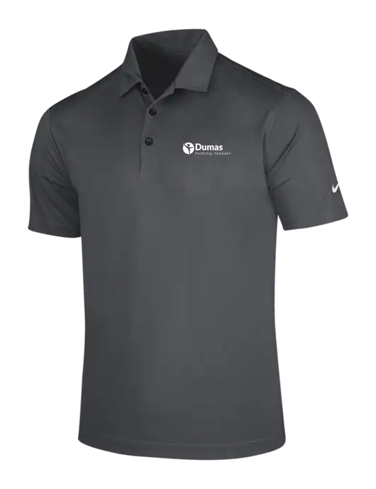 NIKE Dark Grey Dri-Fit Vertical Mesh Polo w/Dumas Logo