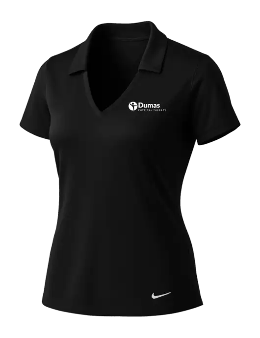 NIKE Black Womens Dri-Fit Vertical Mesh Polo w/Dumas Logo