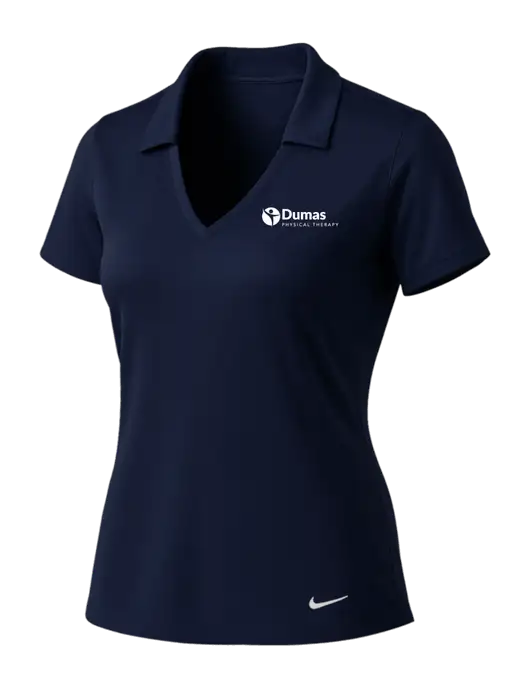 NIKE Dark Navy Womens Dri-Fit Vertical Mesh Polo w/Dumas Logo