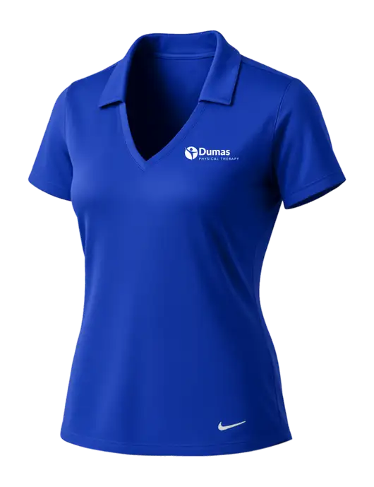 NIKE Dark Royal Womens Dri-Fit Vertical Mesh Polo w/Dumas Logo