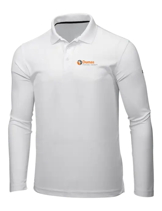 OGIO Bright White Caliber 2.0 Long Sleeve Polo w/Dumas Logo