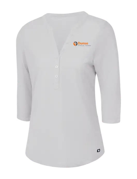 OGIO Bright White Jewel Henley w/Dumas Logo