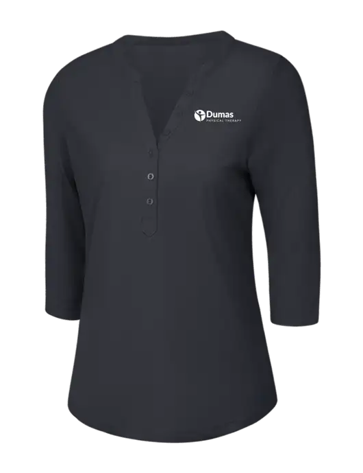 OGIO Charcoal Grey Jewel Henley w/Dumas Logo