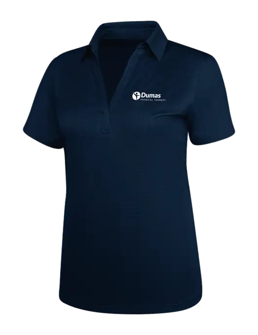 Navy Womens Performance Fine Jacquard Polo w/Dumas Logo