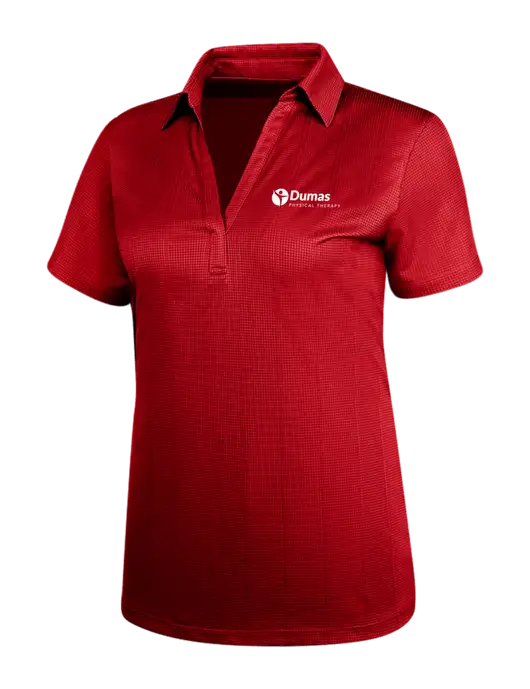 Red Womens Performance Fine Jacquard Polo w/Dumas Logo