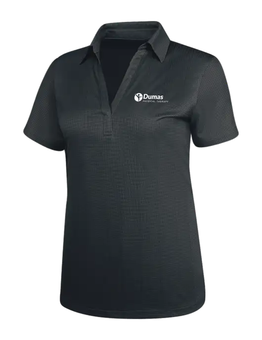 Dark Grey Womens Performance Fine Jacquard Polo w/Dumas Logo