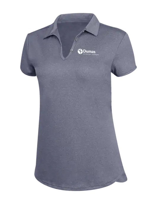 True Navy Womens Trace Heather Polo w/Dumas Logo