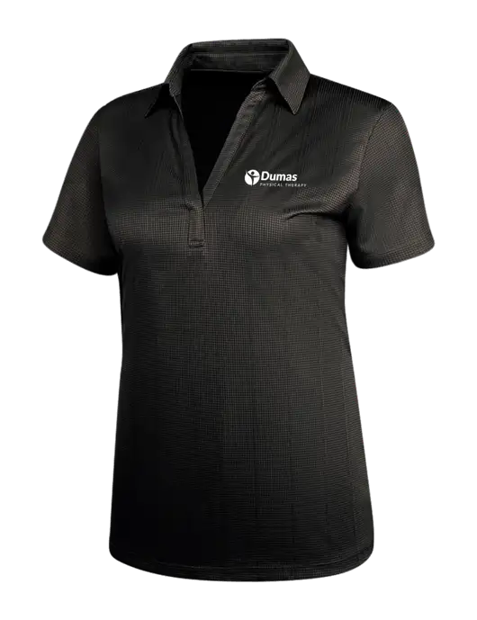 Black Womens Performance Fine Jacquard Polo w/Dumas Logo