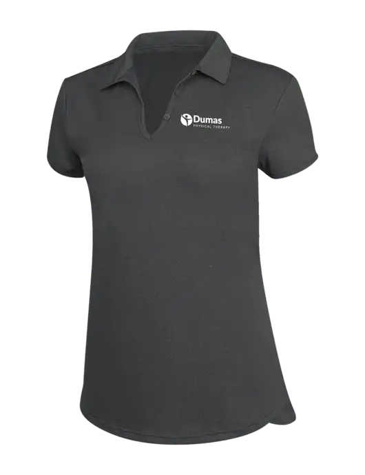 Womens Charcoal Trace Heather Polo w/Dumas Logo
