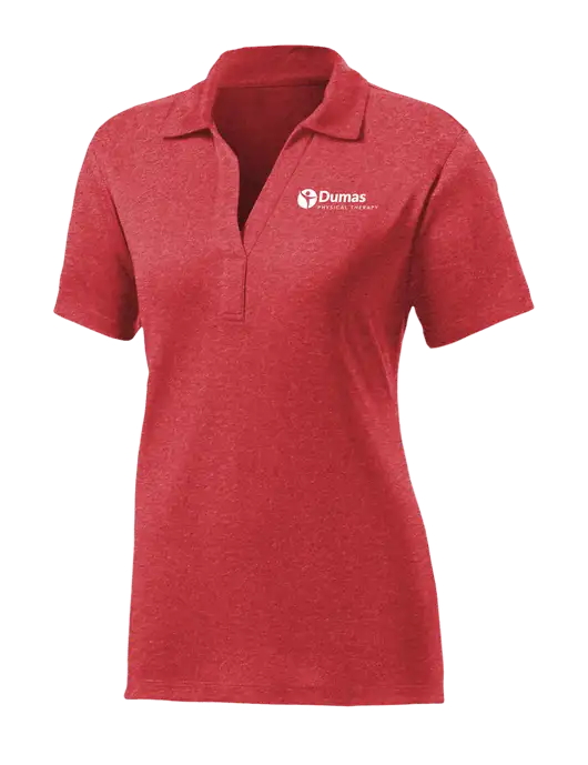 Womens Red Heather Contender Polo w/Dumas Logo